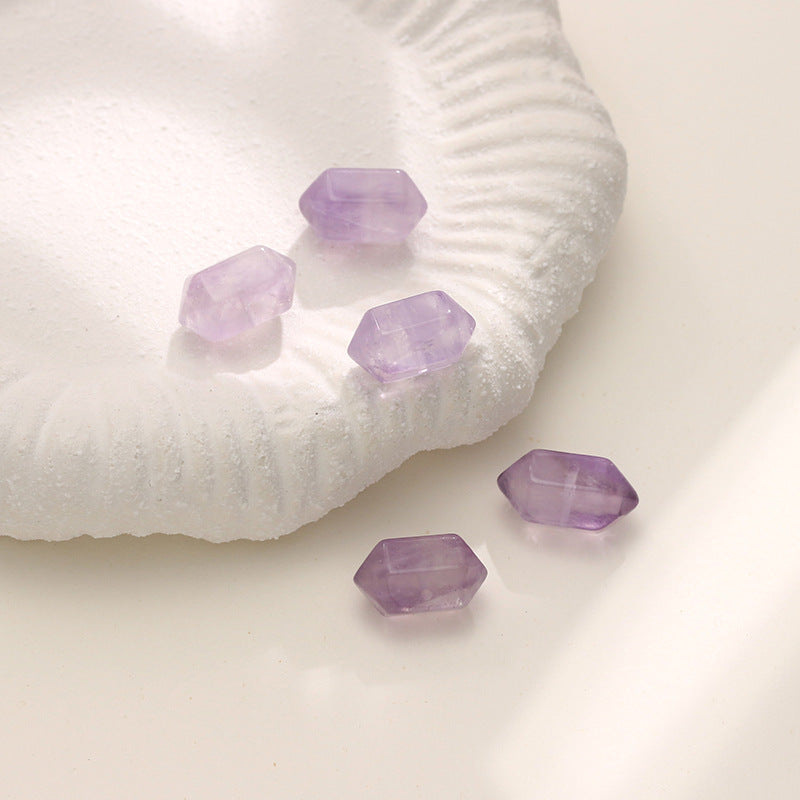 Natural Lavender Amethyst Double Pointed Hexagonal Crystal Column No Dyeing
