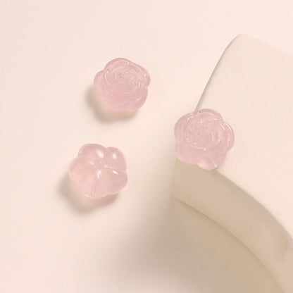 Pure Natural Pink Crystal Rose Carving No Dyeing