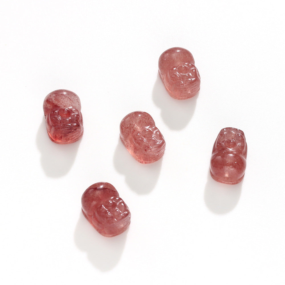 Pure Natural Strawberry Crystal Pixiu Through Hole Non-dyeing