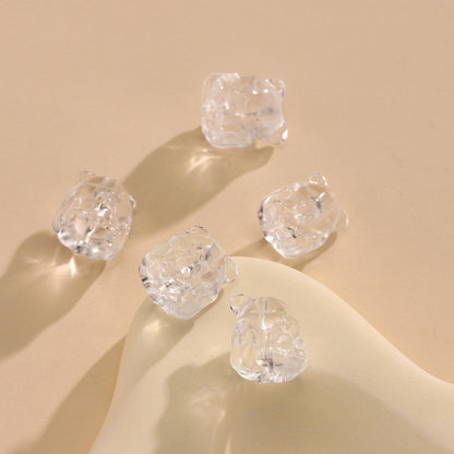 Pure Natural White Crystal Fengjiu Cute Fox String Decoration High Transparency