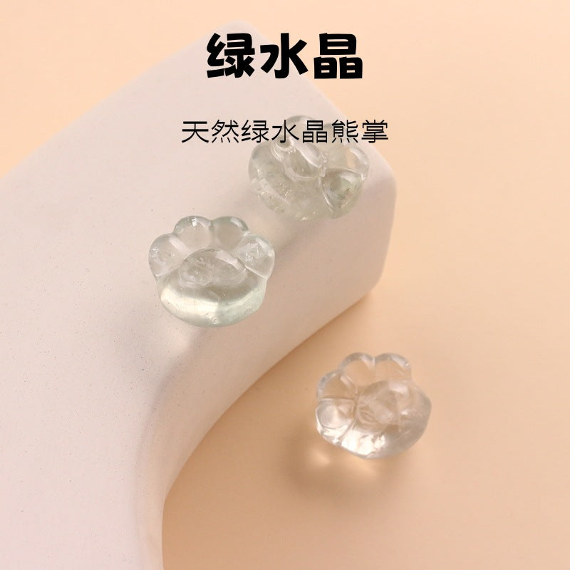 Pure Natural Green Crystal Bear Paw Pendant