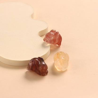 Pure Natural Rubber Flower Crystal Seiko Rabbit Carving