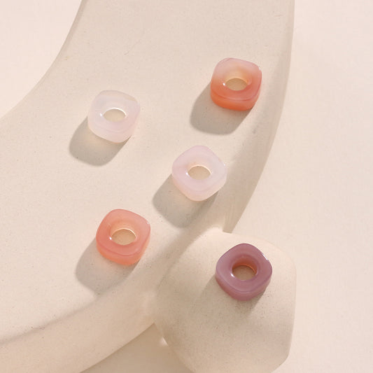 Natural Salt Source Agate Square Running Ring