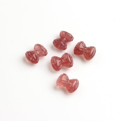 Strawberry Crystal Loose Beads Bread Bow Through Hole
