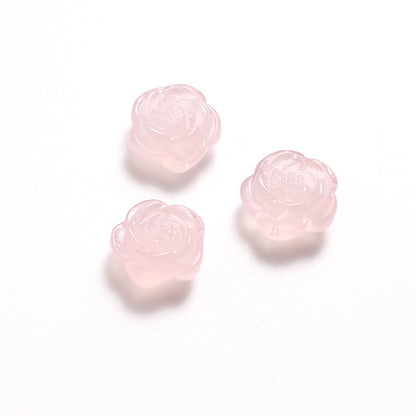 Pure Natural Pink Crystal Rose Carving No Dyeing