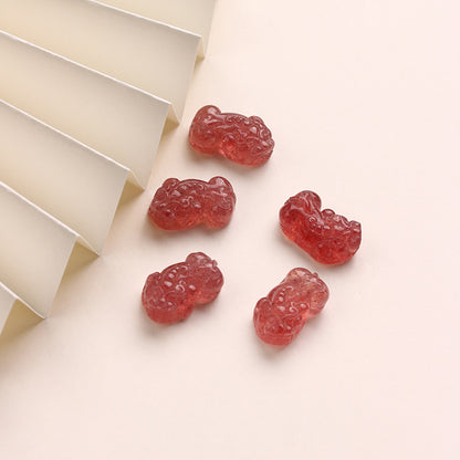 Pure Natural Strawberry Crystal Pixiu Rough Stone DIY Handmade Braided Rope Material