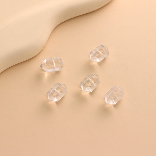 Natural White Crystal Double Pointed Hexagonal Loose Beads