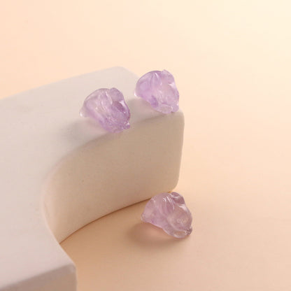Pure Natural Lavender Amethyst Rabbit Carving Non-dyeing