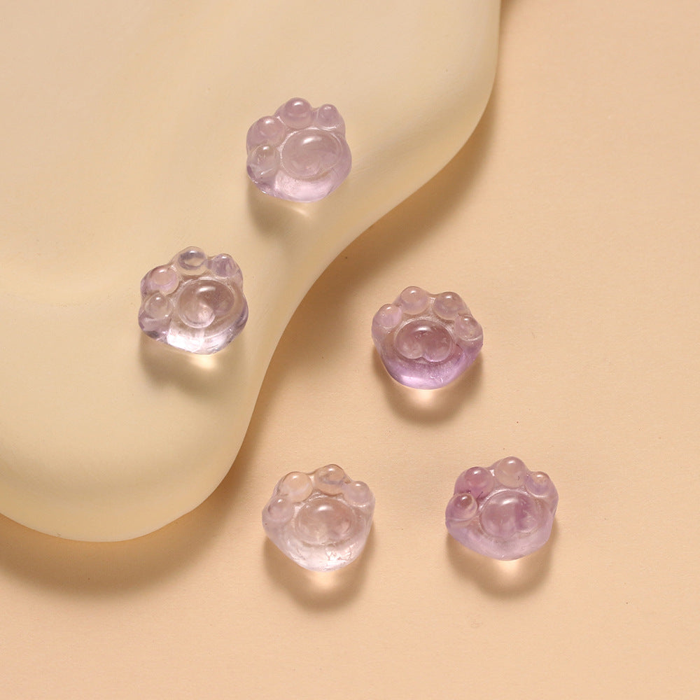 Natural Lavender Amethyst Cat Claw Carving Parts
