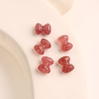 Strawberry Crystal Loose Beads Bread Bow Through Hole