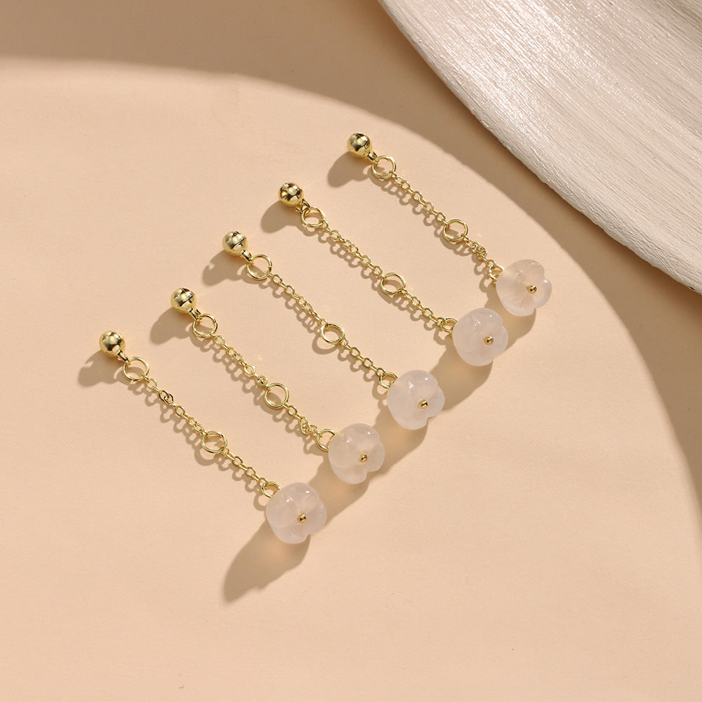 Natural Lychee Frozen Chalcedony Osmanthus Engraved Bell