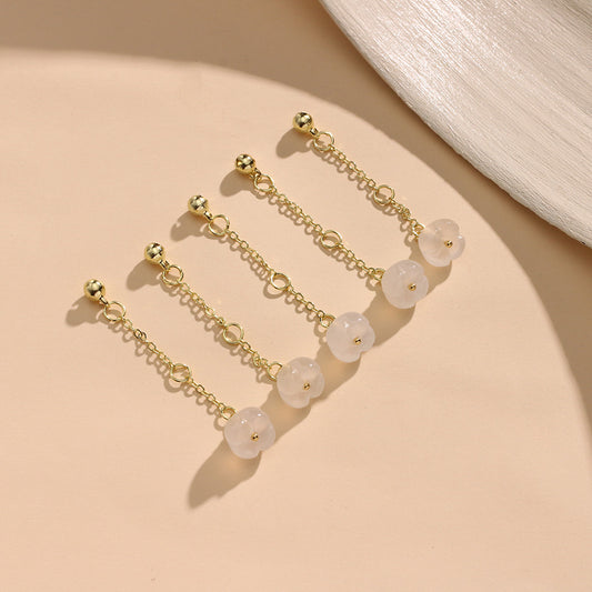 Natural Lychee Frozen Chalcedony Osmanthus Engraved Bell