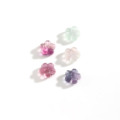 Pure Natural Fluorite Five-petaled Flower Loose Beads
