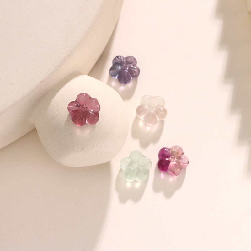 Pure Natural Fluorite Five-petaled Flower Loose Beads