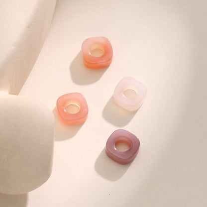 Natural Salt Source Agate Square Running Ring