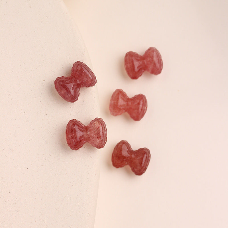 Strawberry Crystal Loose Beads Bread Bow Through Hole