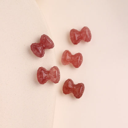 Strawberry Crystal Loose Beads Bread Bow Through Hole