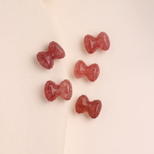 Strawberry Crystal Loose Beads Bread Bow Through Hole