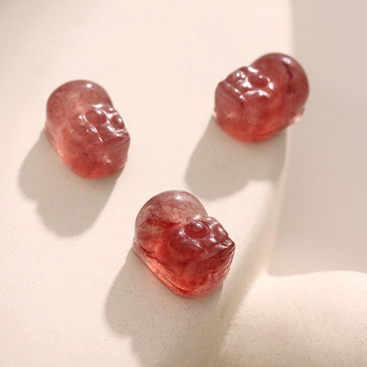 Pure Natural Strawberry Crystal Pixiu Through Hole Non-dyeing