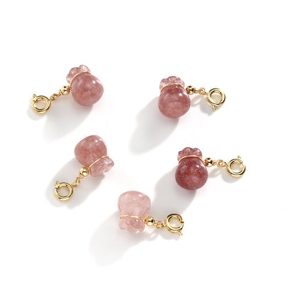 Natural Strawberry Crystal Money Bag Dripping Lucky Pendant No Dyeing