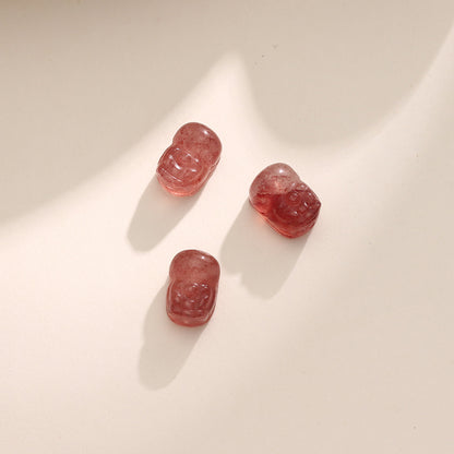 Pure Natural Strawberry Crystal Pixiu Through Hole Non-dyeing