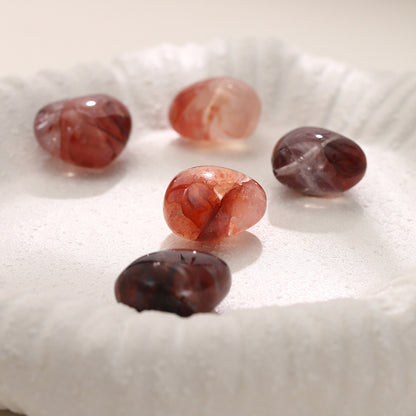 Pure Natural Red Glue Flower Crystal Peach Heart Loose Beads