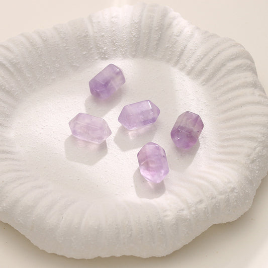 Natural Lavender Amethyst Double Pointed Hexagonal Crystal Column No Dyeing