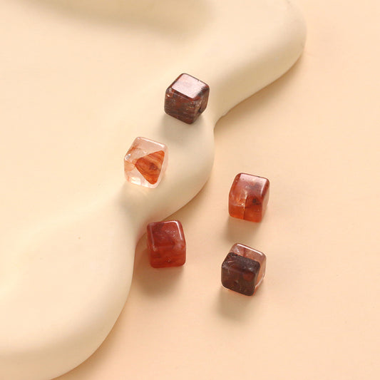 Natural Red Gum Flower Crystal Sugar Cube Loose Beads No Dyeing