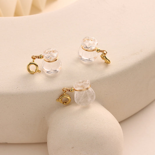 Natural White Crystal Money Bag Dripping Pendant Lucky No Dyeing Beads