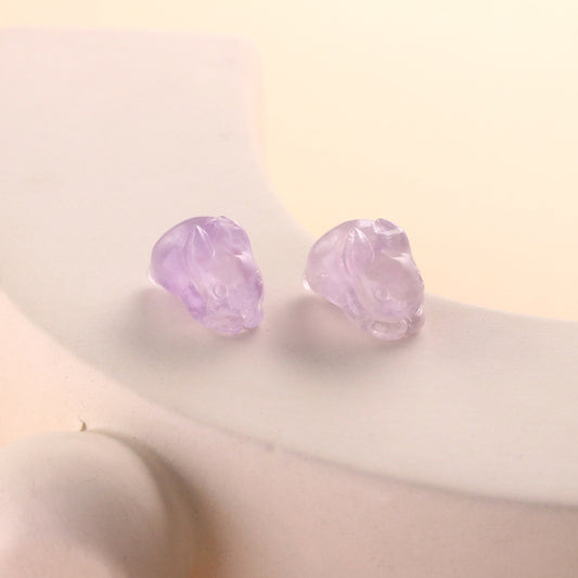 Pure Natural Lavender Amethyst Rabbit Carving Non-dyeing