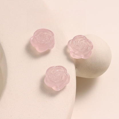 Pure Natural Pink Crystal Rose Carving No Dyeing