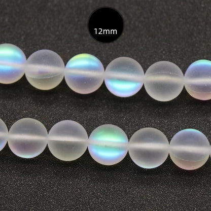 ShimmerStone Synthetic White Flash Elongated Moonlight Round Bead