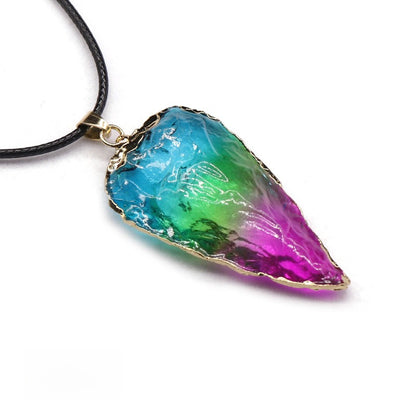 Agate Black Crystal Raw Ore Stone Arrow Pendant Necklace