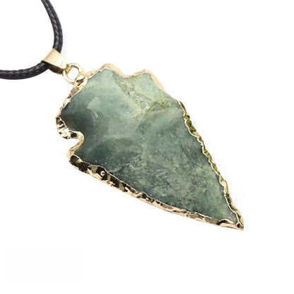 Agate Black Crystal Raw Ore Stone Arrow Pendant Necklace